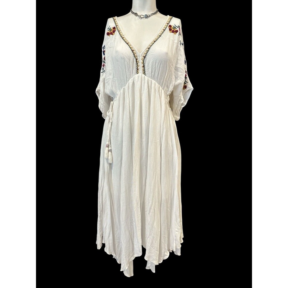 Band Of Gypsies Boho Flutter Cuba Embroidered Peasant Empire Midi Dress Size S - Picture 4 of 13